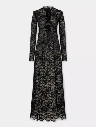 ブラックのロングレースドレス