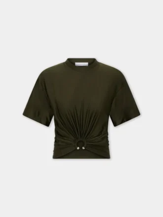 ジャージー素材のクロップドTシャツ