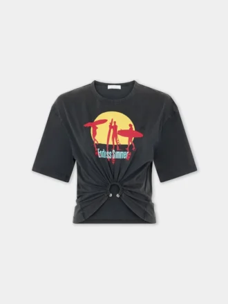 プリントコットン製クロップドTシャツ