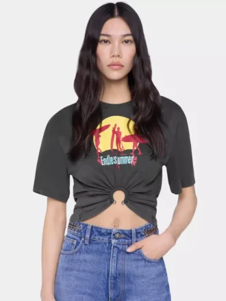 プリントコットン製クロップドTシャツ